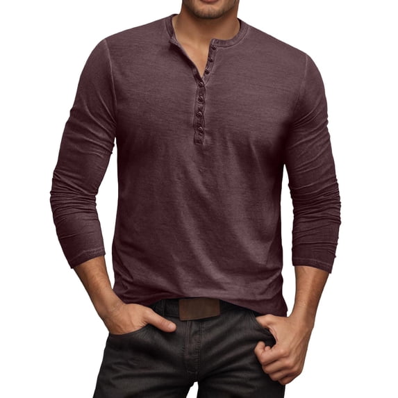 uikmnh Men T Shirts Slim Fit Tie Dye Long Sleeve Shirt with Button Details Relaxed Wash Finish and Classic Design for Casual Wear Size:XL
