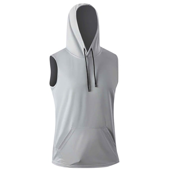 uikmnh Men Tank Tops 2025 Summer Men's Fitness Hooded Sleeveless Vest Breathable Sports Top Cool Mesh Design Loose Muscle Training Shirt Size:L