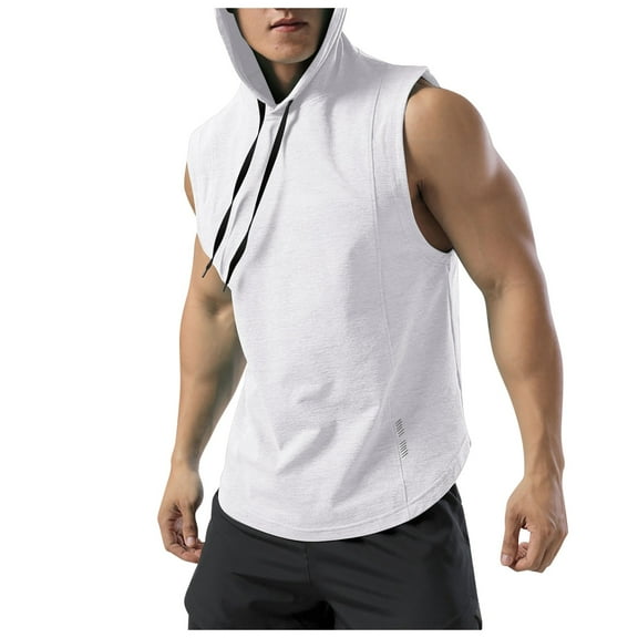uikmnh Men Tank Tops Athletic Hooded Tank Top Lightweight Quick-Dry Fitness Running Training Sleeveless Shirt for Sports and Leisure Activities Size:M