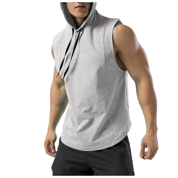 uikmnh Men Tank Tops Athletic Hooded Tank Top Lightweight Quick-Dry Fitness Running Training Sleeveless Shirt for Sports and Leisure Activities Size:M