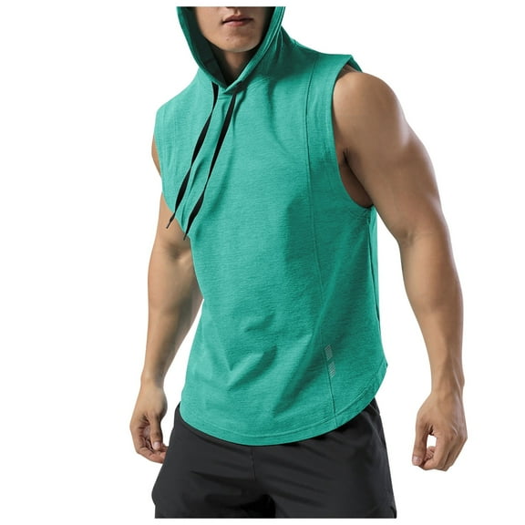 uikmnh Men Tank Tops Athletic Hooded Tank Top Lightweight Quick-Dry Fitness Running Training Sleeveless Shirt for Sports and Leisure Activities Size:M