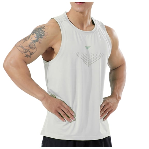 uikmnh Men Tank Tops European Style Solid Color Men's Tank Top Elastic Breathable Wicking Casual Loose Fit Comfortable Athletic Running Vest Size:3XL