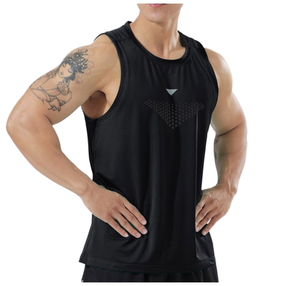 uikmnh Men Tank Tops European Style Solid Color Men's Tank Top Elastic Breathable Wicking Casual Loose Fit Comfortable Athletic Running Vest Size:3XL