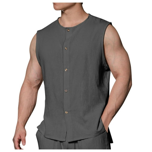 uikmnh Men Tank Tops Slim Fit Casual Tank Top Breathable Sleeveless Shirt for Comfortable Wear Size:L