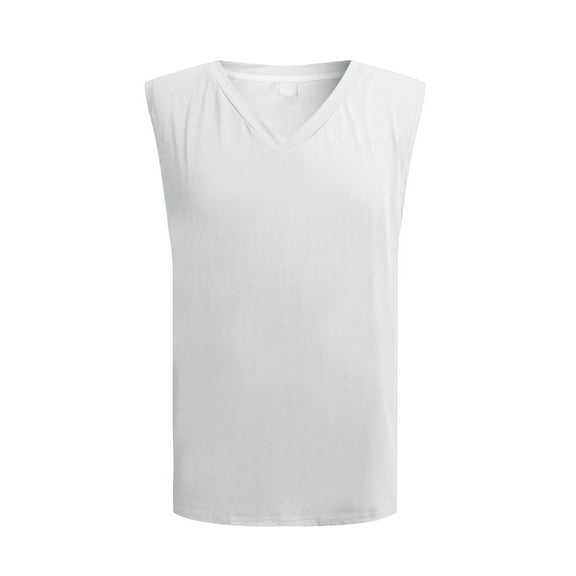 uikmnh Men Tank Tops Solid Color V-Neck Loose Fit Casual Tank Top Comfortable Breathable Summer Vest Size:2XL
