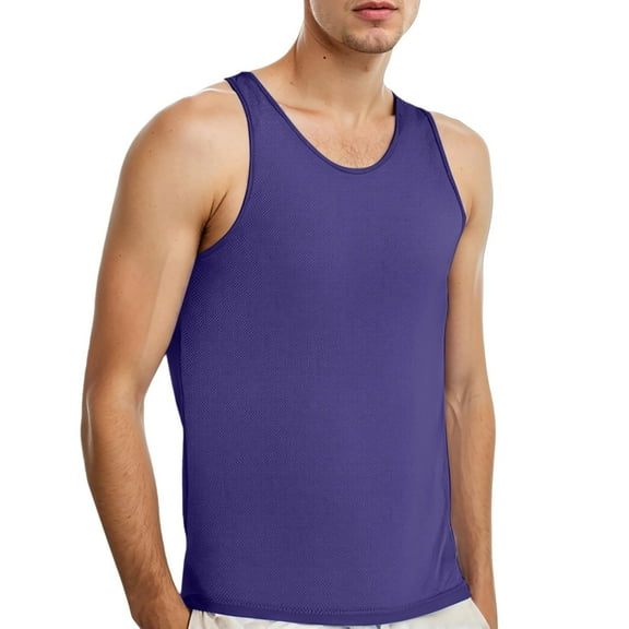 uikmnh Men Tank Tops Solid Sleeveless Vest Tank Top Casual Loose Fit Athletic Sportswear Activewear Gym Workout Apparel Size:L
