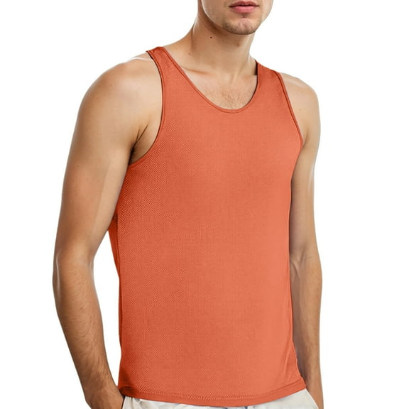 uikmnh Men Tank Tops Solid Sleeveless Vest Tank Top Casual Loose Fit Athletic Sportswear Activewear Gym Workout Apparel Size:L