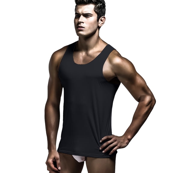 uikmnh Men Tank Tops Summer Loose Fit Ice Silk Tank Top Shirt with Back Support for Comfortable Casual Wear Size:L