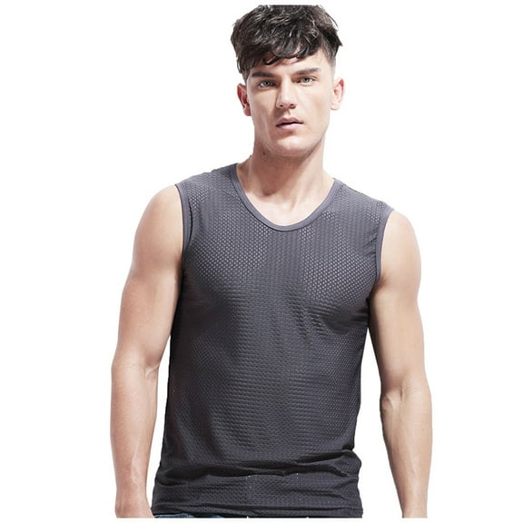 uikmnh Men Tank Tops Summer V Neck Sleeveless Ice Silk Fitness Tank Top Breathable Workout Athletic Shirt Size:3XL