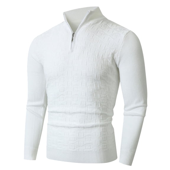 uikmnh Men's 2024 New Sweater Fashion Stand Collar Half Zip Pullover Sweater Men's Base Shirt Top