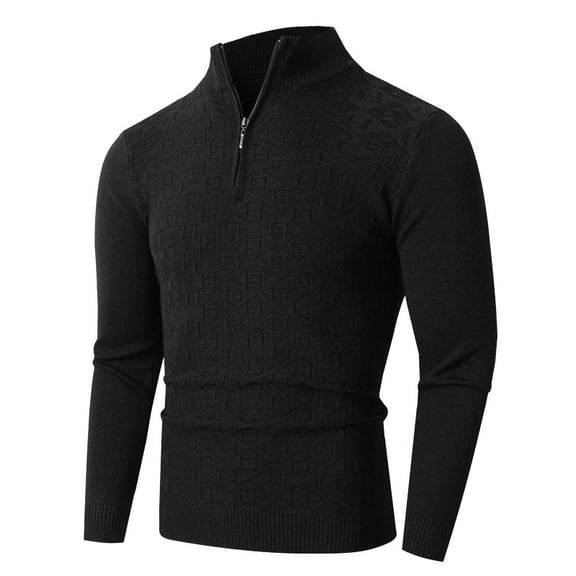 uikmnh Men's 2024 New Sweater Fashion Stand Collar Half Zip Pullover Sweater Men's Base Shirt Top