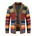 thumbnail image 1 of uikmnh Men's Autumn and Winter Lapel Color Matching Knitted Cardigan Sweater Coat, 1 of 8
