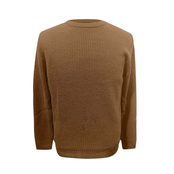 uikmnh Men's Autumn and Winter Simple Solid Color Knit Sweater Pullover