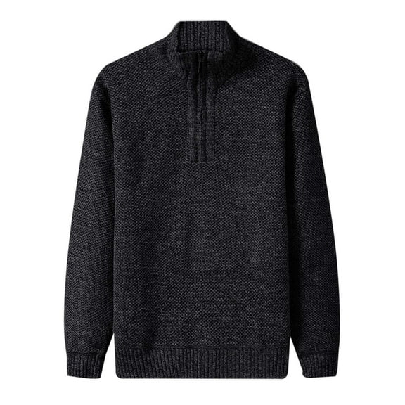 uikmnh Men's Autumn and Winter Stand Up Half Zip Pullover Sweater Jacket