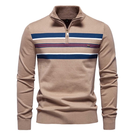 uikmnh Men's Half Zip Sweater Casual Knitted Stripe Pullover Stylish Top for Men Comfortable Knitwear for Everyday Wear