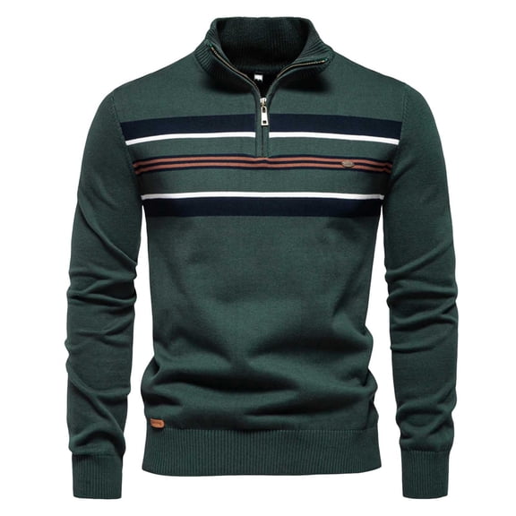 uikmnh Men's Half Zip Sweater Casual Knitted Stripe Pullover Stylish Top for Men Comfortable Knitwear for Everyday Wear
