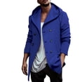thumbnail image 1 of uikmnh Men's Jackets Autumn and Winter Men's Soil Trench Coat Long Lapel Hood Space Double Casual Trench Coat Size:3XL, 1 of 8