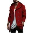 thumbnail image 1 of uikmnh Men's Jackets Autumn and Winter Men's Soil Trench Coat Long Lapel Hood Space Double Casual Trench Coat Size:L, 1 of 5