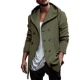 thumbnail image 1 of uikmnh Men's Jackets Autumn and Winter Men's Soil Trench Coat Long Lapel Hood Space Double Casual Trench Coat Size:L, 1 of 8