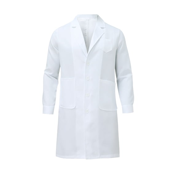 uikmnh Men's Jackets Men's White Workwear Coat Men's Professional Full Length 3 Pocket Coat Size:M