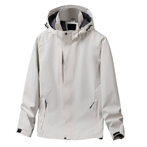 uikmnh Men's Jackets Mens Autumn Casual Solid Hooded Waterproof Breathable Flight Suit Jacket Coat Top Size:4XL