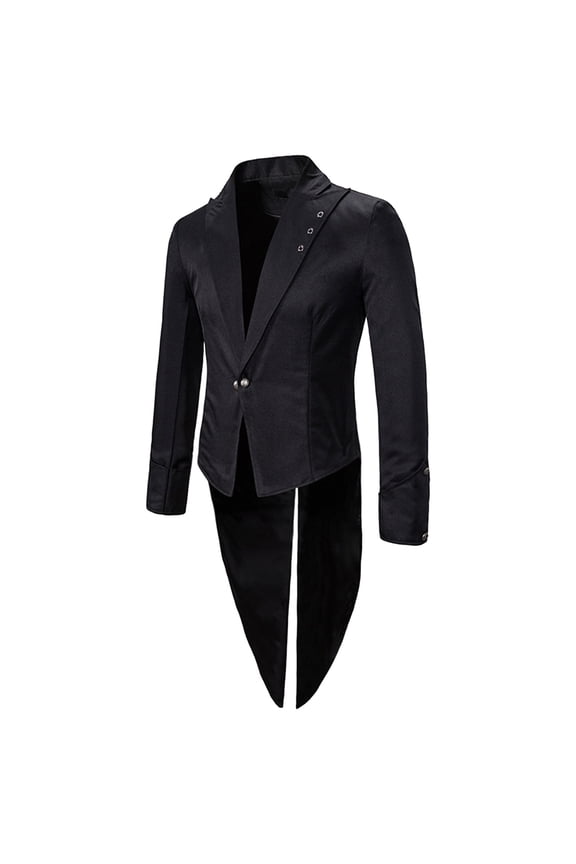 Men's Jackets Mens Autumn and Winter Fashion Leisure Retro Slim Collar Single Performance Suit Tuxedo Evening Dress Size:L