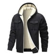 thumbnail image 1 of uikmnh Men's Jackets Winter Jacket Men's Lined Jacket with Hood Men Plain Coat with Zip Men's Windproof Outdoor Jacket Warming Jacket Coat Winter Coat Size:2XL, 1 of 4