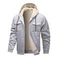 thumbnail image 1 of uikmnh Men's Jackets Winter Jacket Men's Lined Jacket with Hood Men Plain Coat with Zip Men's Windproof Outdoor Jacket Warming Jacket Coat Winter Coat Size:M, 1 of 5