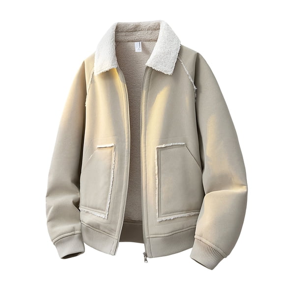 uikmnh Mens Winter Jackets Winter Lined Jacket with Lapel Collar Heavy Duty Thermal Outerwear Coats for Cold Weather Windproof Outdoor Activities Size:XL