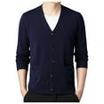 thumbnail image 1 of uikmnh Men's Knitted Cardigan Autumn and Winter Long Sleeved V Neck Wool Yarn Knit Sweater Jacket Trend Texture Solid Colour Button, 1 of 5