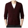 thumbnail image 1 of uikmnh Men's Knitted Cardigan Autumn and Winter Long Sleeved V Neck Wool Yarn Knit Sweater Jacket Trend Texture Solid Colour Button, 1 of 4