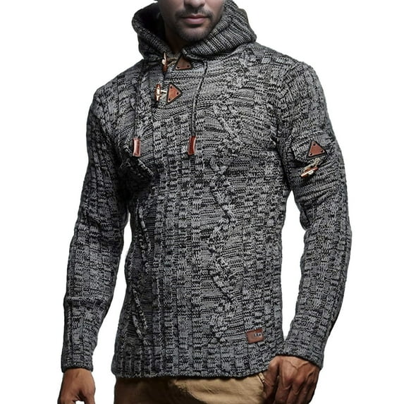 uikmnh Men's Knitted Stand Up Collar Sweater Long Sleeved Slim Vintage Sweater Jacket