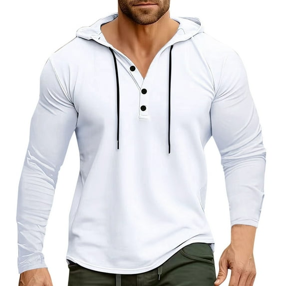 uikmnh Men's Sports Fitness Hooded Long Sleeved T Shirt Border Hoodie Top Shirt Top(Size:XL)
