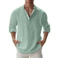 thumbnail image 1 of uikmnh Men's Summer Linen Shirt, Long Sleeve Button Down Casual Top, Breathable Regular Fit for Office & Outdoor Wear,for Size M, 1 of 5