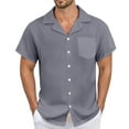 thumbnail image 1 of uikmnh Men's Summer Linen Shirt, Relaxed Fit Cuban Collar Button Down, Breathable with Pocket for Casual & Vacation Wear,for Size 3XL, 1 of 5