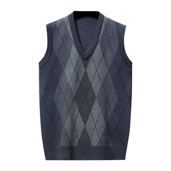 uikmnh Men's Sweaters Men's Knitted V-Neck Sleeveless Padded Sweater Vest for Timeless Layered Style and Warm Comfort Size:2XL