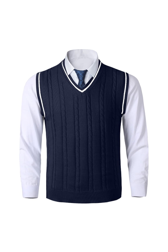 Men's Sweaters Men's Knitted V-Neck Sleeveless Padded Sweater Vest for Timeless Layered Style and Warmth Size:4XL