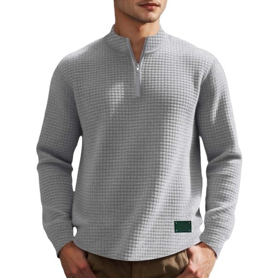 uikmnh Men's Sweatshirts Men's Casual Pullover Sweatshirt Winter Comfortable Loose Fit Stand Collar Half Zip Knit for Daily Wear Sweatshirt for Men Size:M