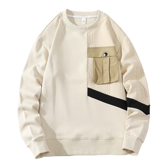 uikmnh Men's Sweatshirts Men's Long Sleeve Colour Block Casual Style Crew Neck Hoodless Sweatshirt Sweatshirt for Men Size:XL