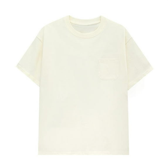 uikmnh Men's T Shirts 2025 Men's Pocket T Shirt Cloth Patch Bag Short Sleeve Round Neck T Shirt Party Solid Color Pocket T Shirt Size:M