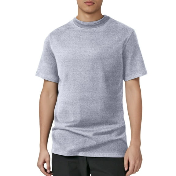 uikmnh Men's T Shirts Men's Short Sleeved T Shirt Double Layer Solona Half Neck Loose Short Sleeved T Shirt Bottom Shirt Size:2XL