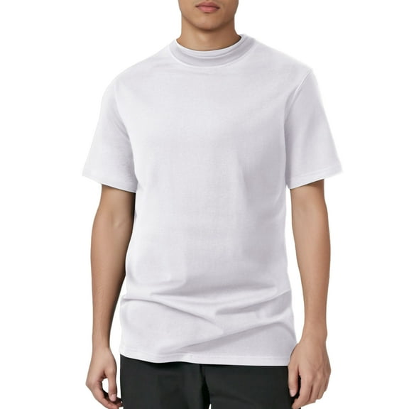 uikmnh Men's T Shirts Men's Short Sleeved T Shirt Double Layer Solona Half Neck Loose Short Sleeved T Shirt Bottom Shirt Size:S