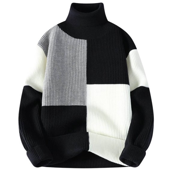 uikmnh Men's Winter Turtleneck Thick Warm Pullover Sweater Cozy Loose Knit Wear for Casual Layering