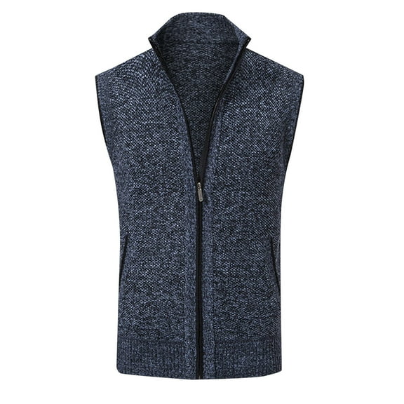 uikmnh Mens Autumn and Winter Fashion Casual Standing Neck Zipper Pocket Knitted Sweater Vest