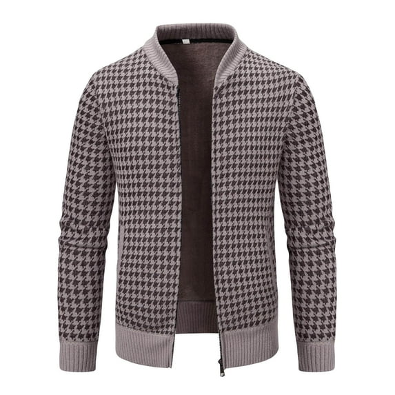 uikmnh Mens Color Matching Large Cotton Cardigan Sweater Knit Shirt,Mens Cardigan Sweater,Size XXXL