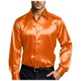 thumbnail image 1 of uikmnh Mens Dress Shirts Mens Casual Bright Face Solid Color Lapel Long Sleeve Shirt-Orange-2XL, 1 of 8