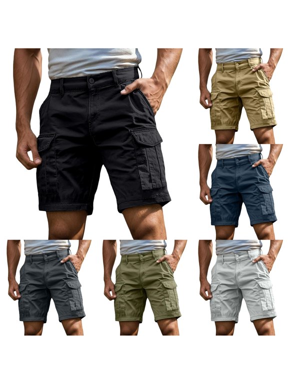 uikmnh Mens Flap Pockets Cargo Shorts Comfort Stretch Fit Relaxed Everyday Shape Neat Tailored Lines for Job Site Shifts,XL