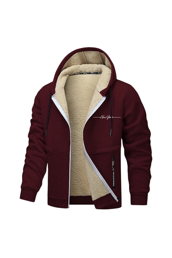 Mens Jackets Casual Men's Lined Hooded Jacket Stylish Print Warm Winter Outdoor Coat Cold Weather Comfort Windproof Lightweight Size:XL