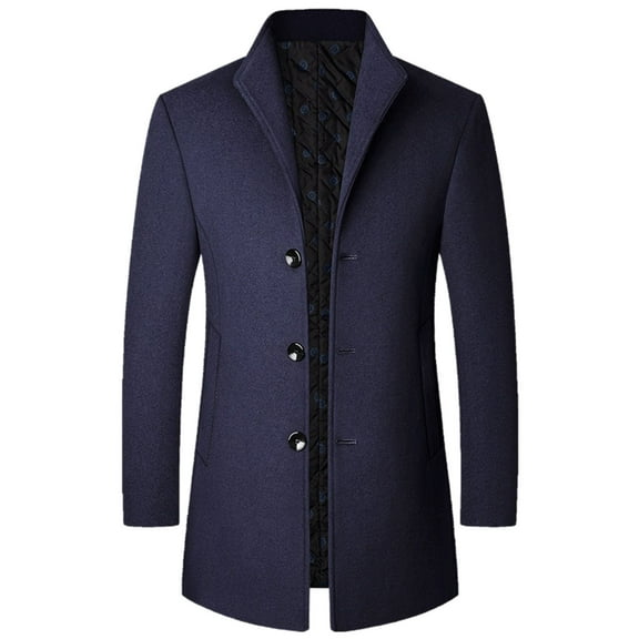 uikmnh Mens Jackets Male Casual Collar Woolen Woolen Woolen Mid Length Coat Jacket Size:M