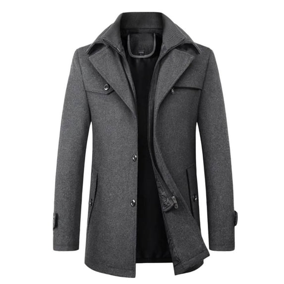 uikmnh Mens Jackets Male Casual Solid Color Woolen Coat Long Jacket Size:2XL